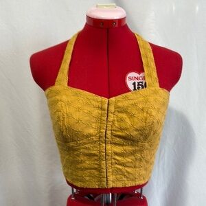 American Eagle Outfitters Yellow Fitted Bustier Tank Top SM237